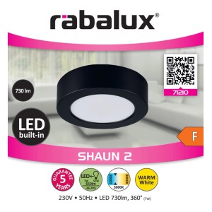 Fekete Rabalux LED beépíthető lámpa, Shaun 2 modell.