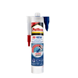 Pattex Re-New szilikon, fehér, applikátorral és tartozékokkal fürdőszobába és konyhába.