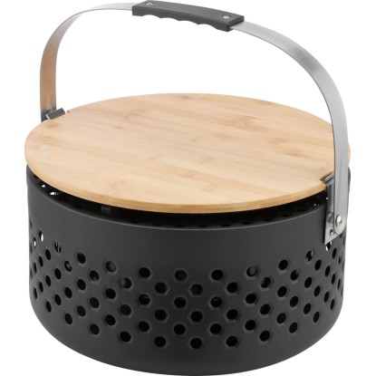 Füstszegény faszenes grill Ø 37,3 x 37 cm bambusz vágódeszkával