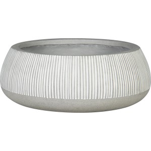 Fehér, kerek Ficonstone tál (Ø 52 cm) barázdált felülettel kertbe és teraszra.