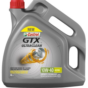 Szürke 4 literes Castrol GTX 10W-40 A3/B4 motorolaj kanna benzin- és dízelmotorokhoz.