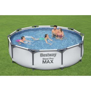 Bestway Steel Pro Max Frame medence szett, Ø 305 cm, családdal a vízben.