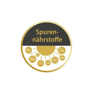 Szimbólumkép: Nyomelemek (Mn, Mg, Zn, Cu, Fe, Mo, Ca, Bór) a Compo Rasen Fit+-ban.