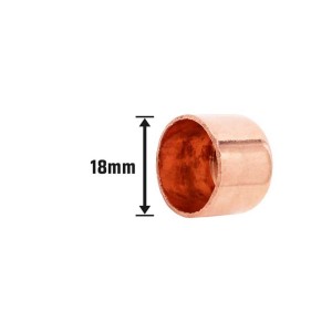 Réz zárókupak forrasztó idomhoz, 18 mm átmérő, csövek lezárásához.