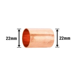 Réz forrasztóhüvely, Ø 22 mm, rézcsövek összekötéséhez.