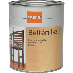 OBI Belső lazúr világos dió, 750ml-es doboz. Fa lazúr beltéri használatra.