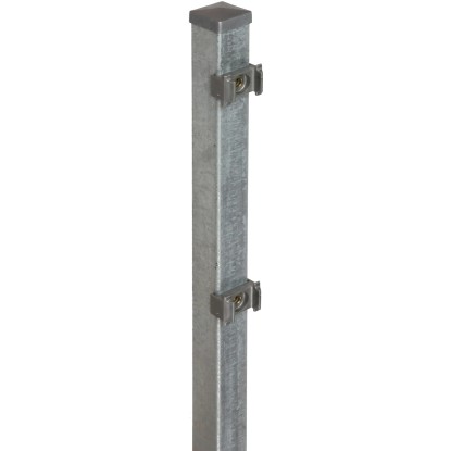 Négyszögletű kerítésoszlop rögzítőlapkákkal 4 cm x 4 cm x 240 cm horganyzott