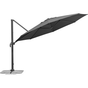 Antracit színű Schneider Rhodos napernyő, Ø 400 cm, kurblival és dönthető funkcióval.