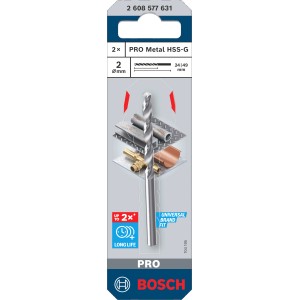 Bosch Pro Metal HSS-G spirálfúró, 2 mm, fémmegmunkáláshoz, ezüstszínű.