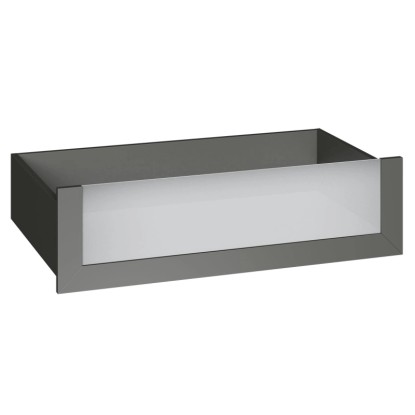 Grafit színű fiók üvegelőlappal széles. 100 cm x magas. 25 cm Moduláris gardrób