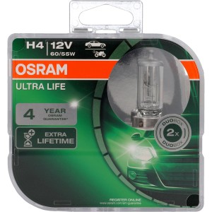 Osram Ultra Life H4 Duobox autó izzó hosszabb élettartam, 2 db-os csomag.
