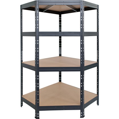 Rivet sarokba állítható fém polc antracit 180 cm x 90 cm x 45 cm x 65 cm