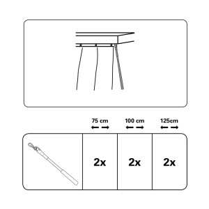 Kép a Gardinia fehér fém húzópálcáról, 100 cm, 2 db-os csomag függönysínekhez.