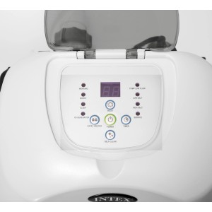 Intex Krystal Clear Sós vízi rendszer QS200: A kezelőpanel közeli képe kijelzővel és gombokkal.