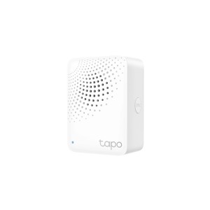 Fehér Tapo Smart Home Hub Okosotthon biztonsághoz hangszóróval és LED-del.