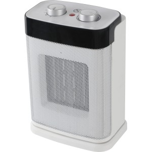 Kompakt Malma kerámia fűtőtest, fehér-fekete, 1500 W, két forgatógombbal és ventilációval.