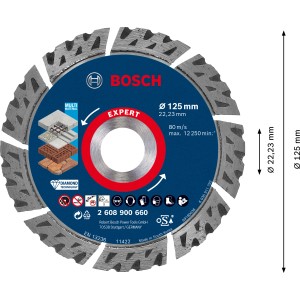 Bosch Expert gyémánt vágótárcsa Multi Material, 125 mm átmérő sarokcsiszolókhoz.