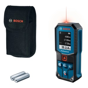 Bosch Professional GLM 40-31 lézeres távolságmérő tokkal és elemekkel.