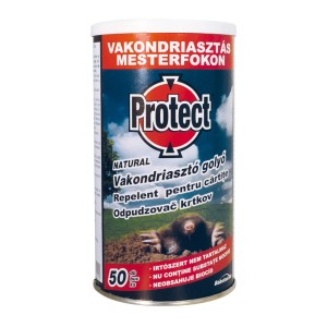 Vakond elleni védekezés (vakondriasztó) doboz vakond illusztrációval.