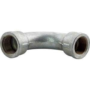 90 fokos temperöntvény fitting, 24,1 mm (Rp 3/4) belső menettel horganyzott csövekhez.