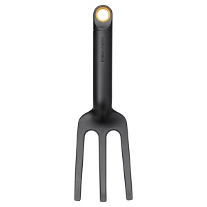 Fiskars Solid ültetővilla talajműveléshez, 3 ágú, fekete, akasztólyukkal.
