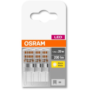 Osram LED G9 kapszula, 3 db-os csomag, 1,9W, átlátszó. Meleg fehér fény nappalikba, üzletekbe és éttermekbe.