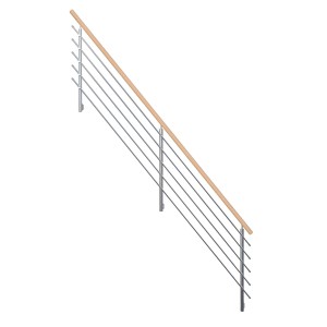 StarWood rozsdamentes acél Flex korlát, 350 cm, bükkfa kapaszkodóval és rozsdamentes acél rudakkal.