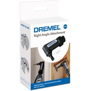 Dremel 575-ös derékszögű előtét csomagolásban, tartozék nehezen hozzáférhető helyekhez.
