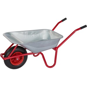 Pro-Bau-Tec talicska, 85 l, horganyzott vályú, piros váz, defektmentes kerék.