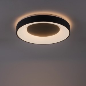 Fekete LED mennyezeti lámpa Lolasmart-Anika, applikációval vezérelhető, Ø 48 cm. Okos világítás otthonába.