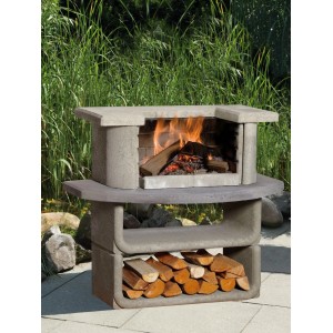 Buschbeck Kingston beton grill kandalló tűzifával és grillráccsal. Ideális kertbe és teraszra.