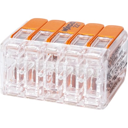 Wago vezetékösszekötő kapocs karral 221-420 10 pólusú átlátszó