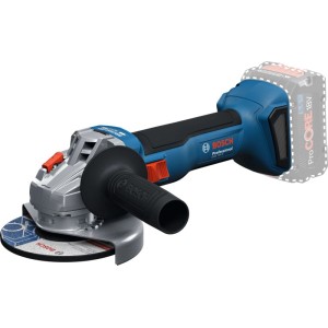 Bosch Professional GWS 12V-76 Solo akkus sarokcsiszoló, kék/fekete, vágótárcsával és kiegészítő fogantyúval.