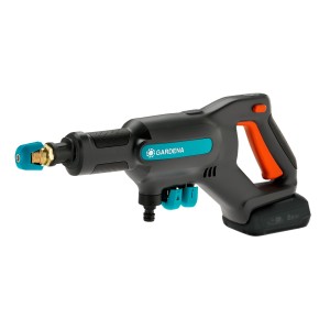 Gardena AquaClean 24/18V P4A szett akkumulátoros közepes nyomású mosó, akkumulátoros magasnyomású mosó tartozékokkal.