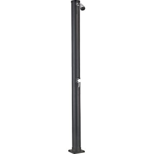 Fekete Gre PVC szolár zuhany 20l, 200 cm magas, zuhanyfejjel és egykaros csapteleppel kertbe, medencéhez.