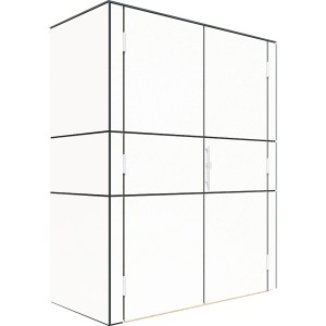 Fehér Bertilo kerti szekrény HPL Highboard, 155x75x193 cm, ajtókkal és fogantyúval.