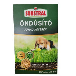 Substral Öndúsító fűmagkeverék csomagolása kutya képpel.