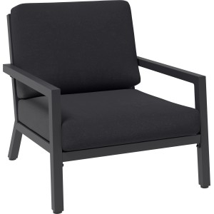 Fekete Springtown alumínium lounge fotel sötétszürke párnákkal.