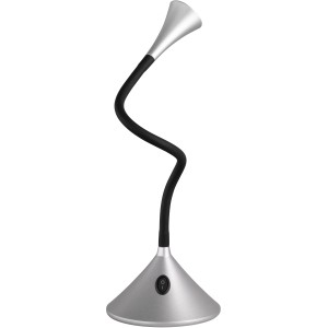 Ezüstszínű LED asztali lámpa Viper rugalmas nyakkal asztalra vagy falra.