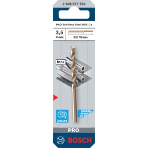 Bosch Pro Stainless Steel spirálfúró, 3,5 mm, fémmegmunkáláshoz.