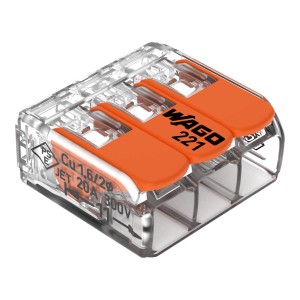 Wago emelőkaros kötőelem, 3 pólusú, 0,2 - 4 mm² vezetékekhez, 5 darab