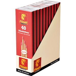 Flash gyufa, 40 extra hosszú gyufa (kb. 20 cm) kandallóhoz, kályhához és grillhez.