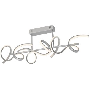 Modern, ezüstszínű LED Curls mennyezeti lámpa ívelt dizájnnal a lakóterekbe.