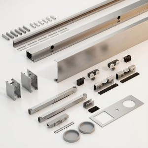 Doorlegro tolóajtó szett EasySlide 65 szatén inox hatás 205 cm x 90 cm