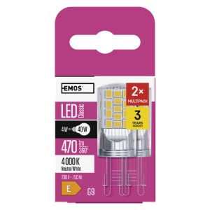 G9 LED lámpa 2-es csomagban, semleges fehér, 4W (40W-nak megfelelő).