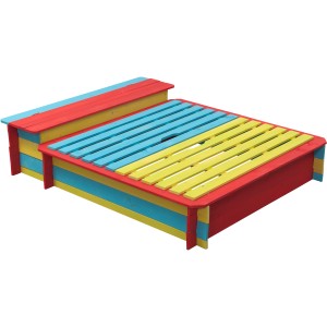 Színes SwingKing Jade fa homokozó fedéllel és tárolóval, 150x120 cm.
