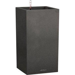 Magas, grafitfekete Lechuza Canto Stone high virágtartó 30x56cm öntözőrendszerrel.
