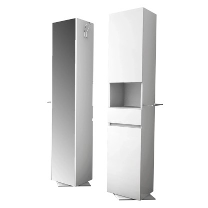 Fürdőszobabútor forgószekrény Multiuso fényes fehér 1900 mm x 350 mm x 350 mm