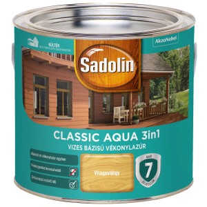 Sadolin Classic Aqua 3in1 fa lazúr doboz, Világostölgy (Világos tölgy) árnyalat.