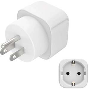 Fehér Hama B típusú utazóadapter USA, Kanada, Japán részére. 3 pólusú, F típusú csatlakozóval.